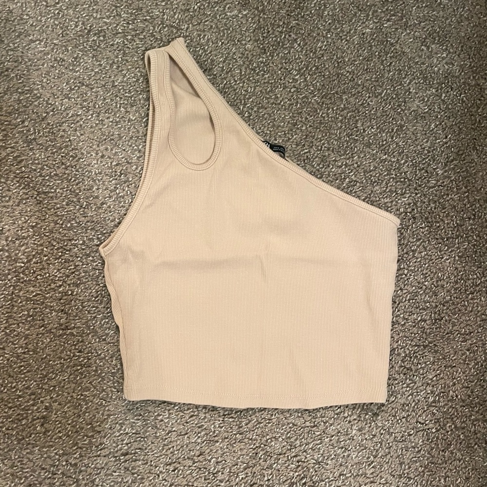Zara one shoulder ribbed tank top
